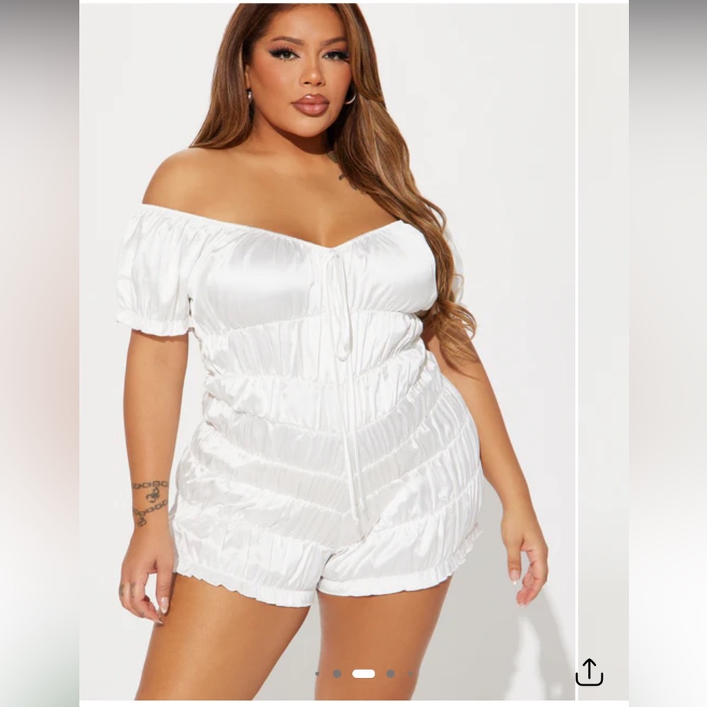 Plus Size 3X Fashion Nova Hey Lolita Ivory Off-Shoulder Romper